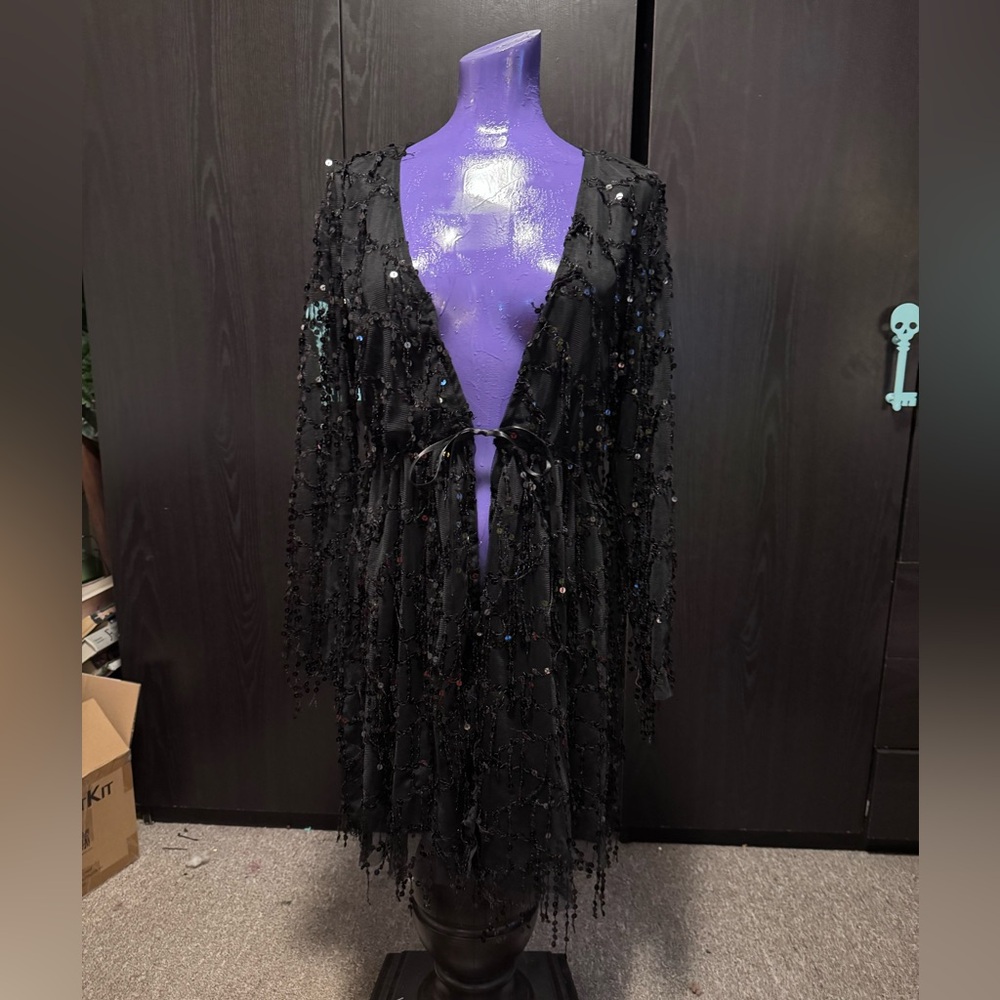 Black Beaded Sheer Duster
